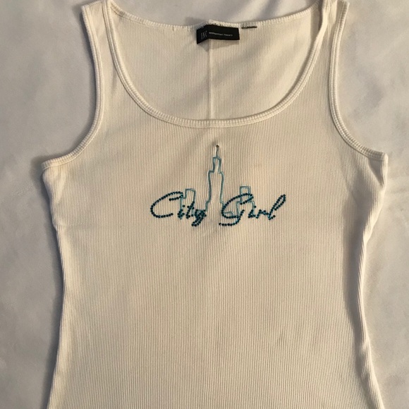 White Tank Top with Rhinestone City Girl - Picture 2 of 4